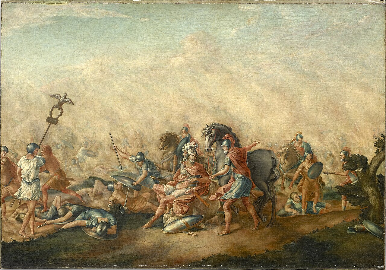 Pintura de John Trumbull representando a morte de Paulo Emílio na Batalha de Cannae, em 216 a.C.
